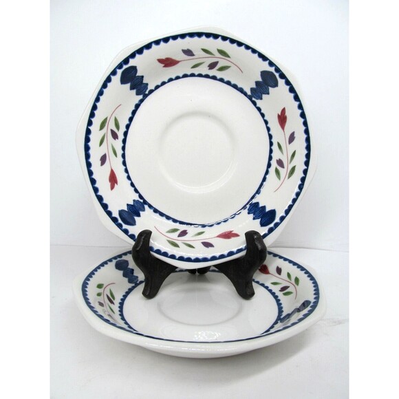 Adams Lancaster Breakfast Soup Cream Saucer Set Of 2~   6 1/4" - Picture 1 of 8